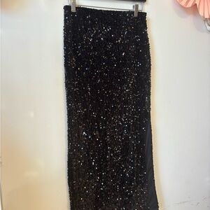 Black Sequin Pencil Skirt